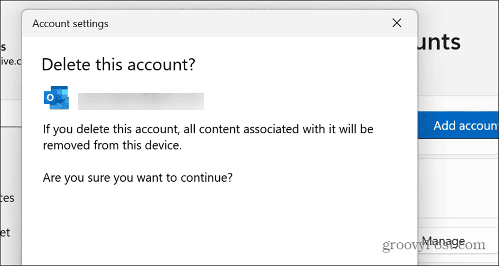 Kako izbrisati shranjene e-poštne račune v sistemu Windows 11