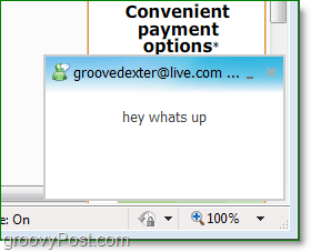 kje poiskati pojavna okna Windows Live Messengerja pri uporabi spletnih sporočil brskalnika