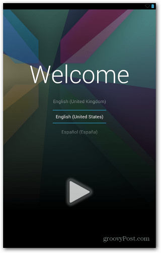 Pozdravni zaslon Nexus 7