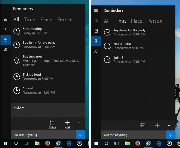 Windows 10 Cortana: Ustvari čas, opomnike na podlagi lokacije