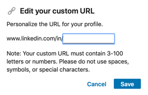 Uredite svoj LinkedIn URL, 2. korak.