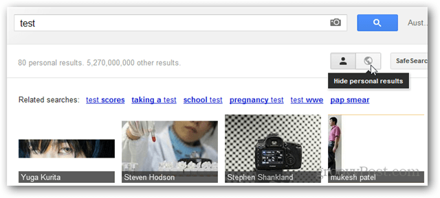 google slike osebni rezultati