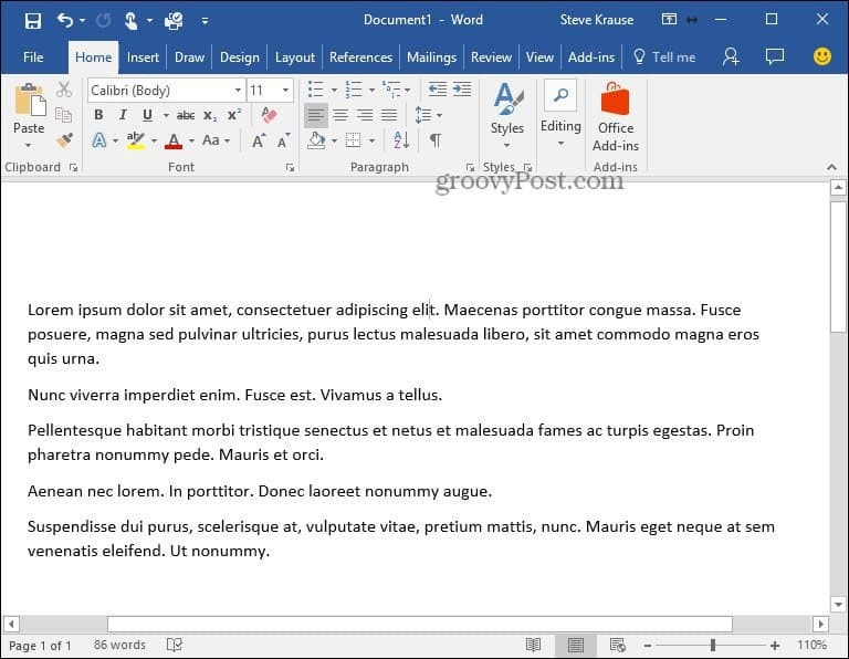 Kako vstaviti besedilo Lorem Ipsum v Microsoft Word 2010 in 2007