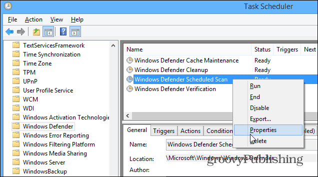 Kako načrtovati program Windows Defender za samodejno pregledovanje v sistemu Windows 8.1