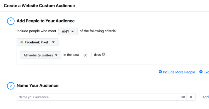 ustvarite občinstvo po meri na spletnem mestu Facebook