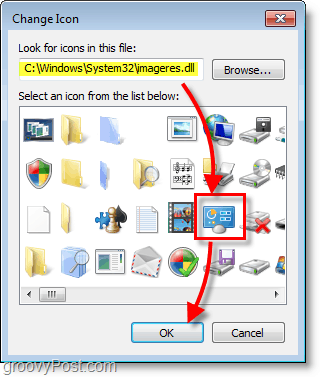 Posnetek zaslona sistema Windows 7 - kako najti privzete ikone za Windows 7