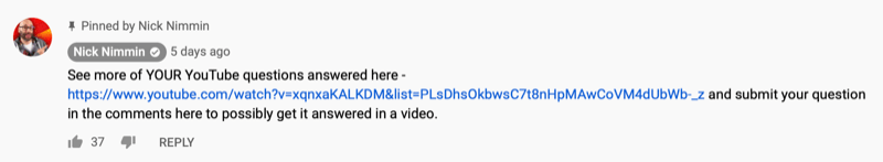 pripeti komentar YouTube videa, ki ga je nick nimmin delil z drugim youtube videom, ki bi ga morda zanimalo njegovo občinstvo