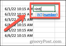 Pisanje formule INT v Excelu