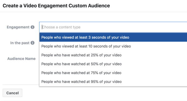 Občinstvo po meri za interakcijo z video oglasi Facebook ThruPlay Optimization.