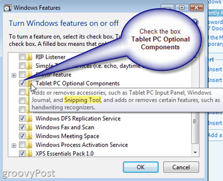 Omogočanje ali namestitev orodja za rezanje sistema Windows Vista
