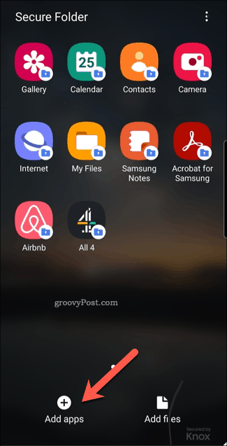 Ikona za dodajanje aplikacij za varno mapo Android