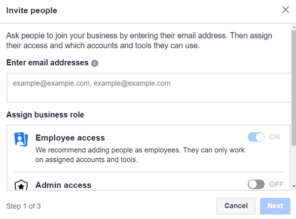 Uporabite Facebook Business Manager, 3. korak.