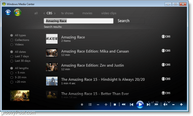 Windows 7 Media Center - kako poiskati svoje priljubljene oddaje