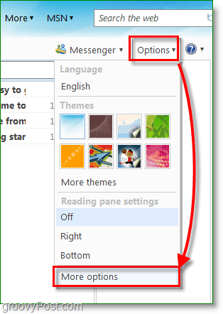 v možnostih Microsoftove pošte kliknite več možnosti