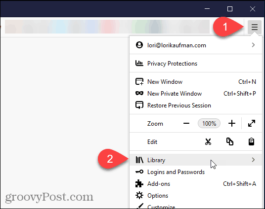 V Firefoxu izberite Library