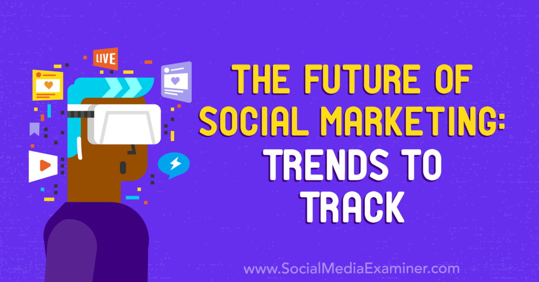 Prihodnost socialnega marketinga: trendi, ki jim lahko sledite, vključno z vpogledi Marka Schaeferja v podcastu Social Media Marketing.