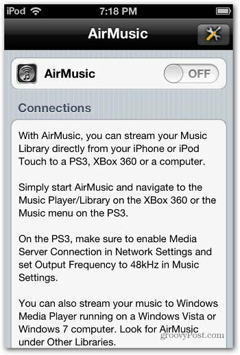 AirMusic stikalo