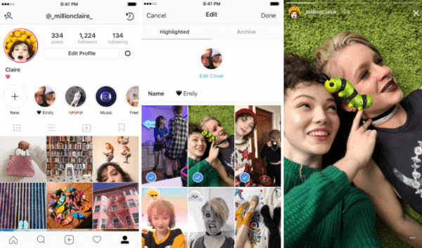 Instagram Stories Highlights uporabnikom omogoča izbiro in združevanje preteklih zgodb v imenovane zbirke.