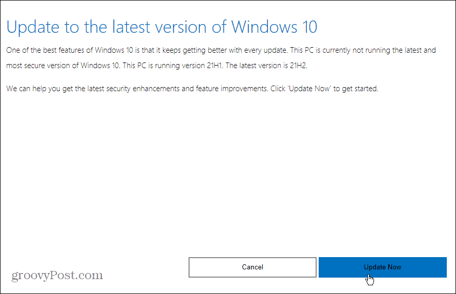 posodobite na najnovejšo različico sistema Windows 10