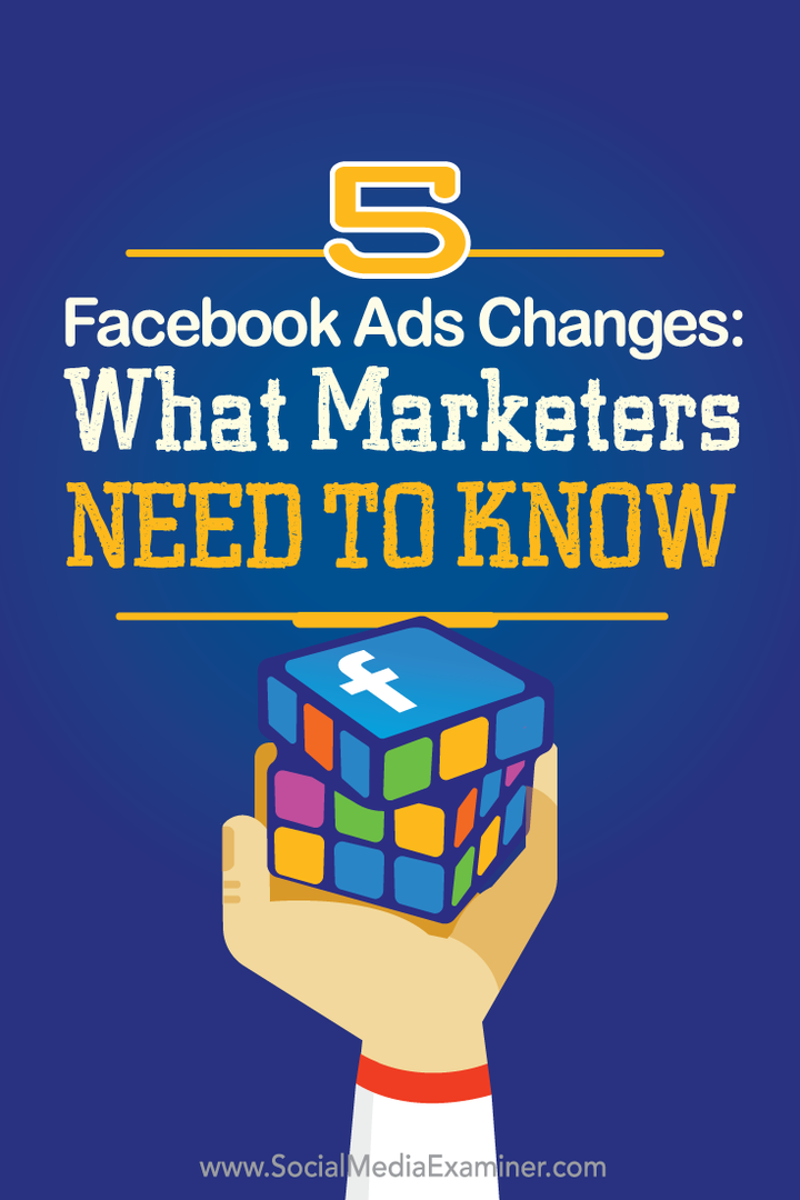 kaj morajo tržniki vedeti o petih spremembah oglasov na Facebooku