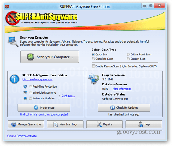 SuperAntiSpyware je odličen pripomoček za preprečevanje zlonamerne programske opreme