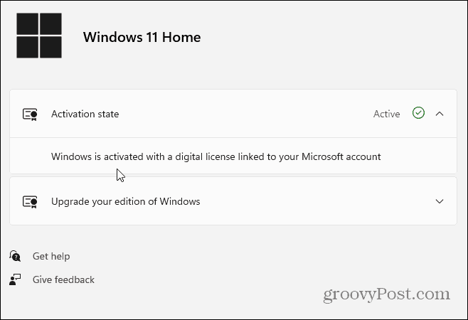 Aktivacijsko stanje Windows 11