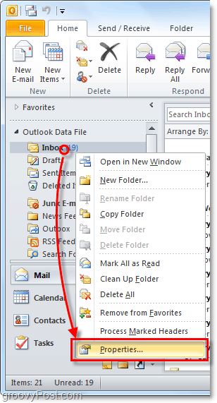 prilagodite funkcije samodejnega arhiviranja za posamezne mape Outlook 2010