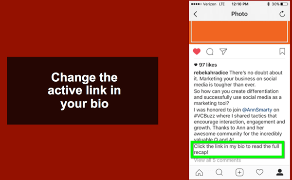 Bralce usmerite na svojo biološko povezavo do Instagrama, da preberejo vašo najnovejšo objavo v spletnem dnevniku.