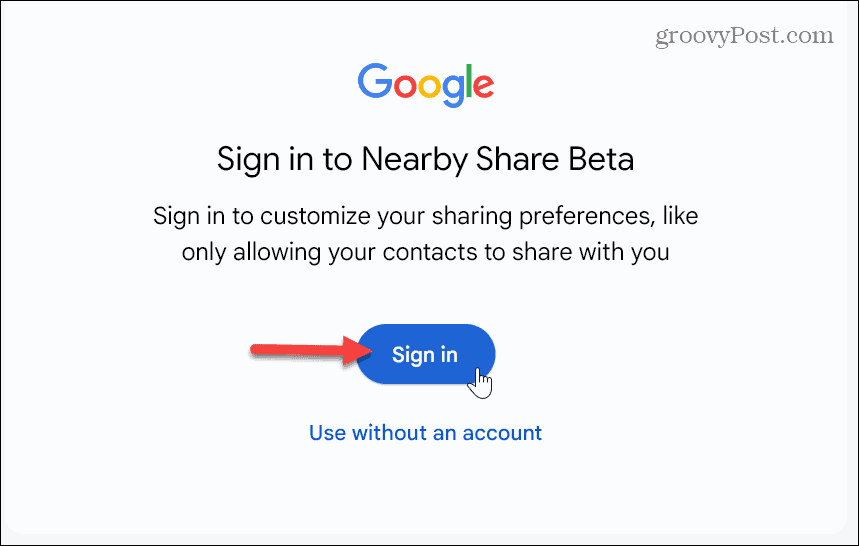 Google Nearby Share v sistemu Windows 11