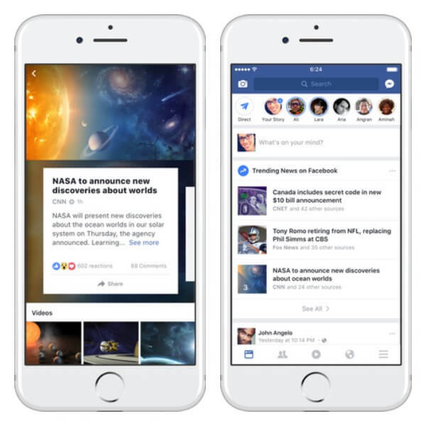 Facebook je preoblikoval stran z rezultati v trendu na iPhonu in preizkuša nov način, kako uporabnikom olajšati iskanje seznama trendovskih tem znotraj vira novic.