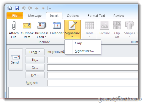 Vstavi podpis Outlook 2010
