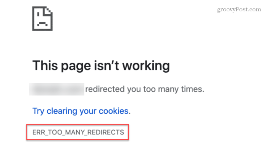 Google Chrome err_too_many_redirects