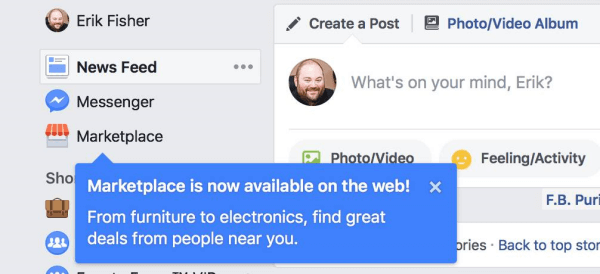 Facebook Marketplace je zdaj na voljo na namizju.