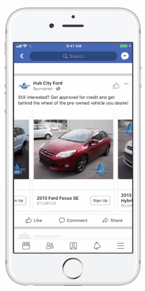Facebook je predstavil dinamične oglase, ki avtomobilskim podjetjem omogočajo uporabo kataloga vozil za povečanje ustreznosti njihovih oglasov.