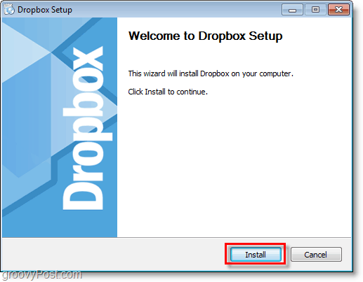 Zaslon zaslona Dropbox - zaženite namestitev / namestitev dropbox-a