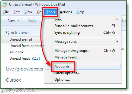 Windows računi orodij za živo pošto