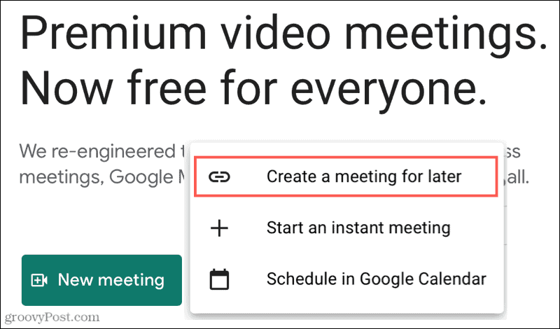 Nov sestanek, ustvarite sestanek za pozneje