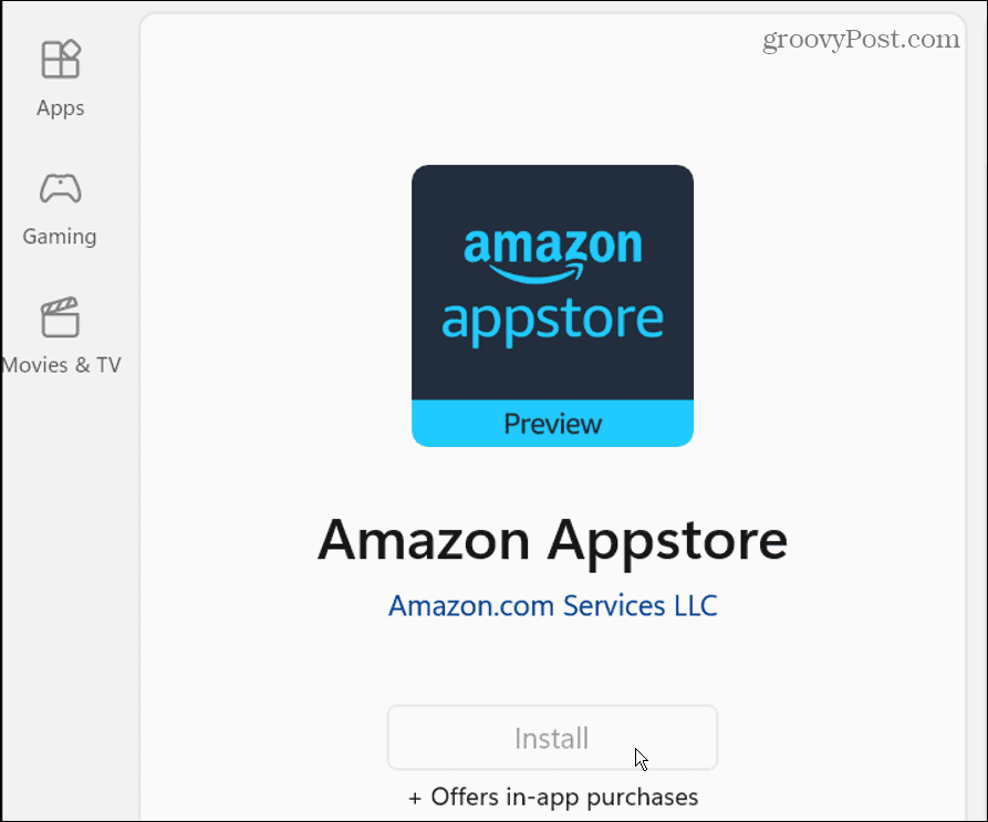Namestite trgovino z aplikacijami Amazon iz trgovine Windows