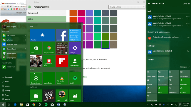 windows 10 namizje zeleno