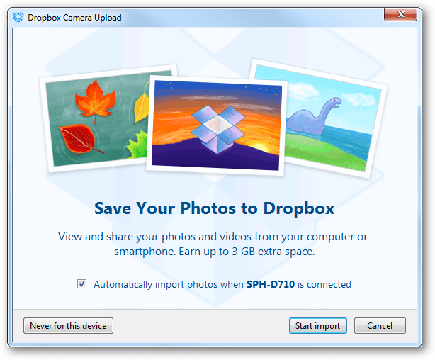 Onemogoči samodejno shranjevanje fotografij v Dropbox