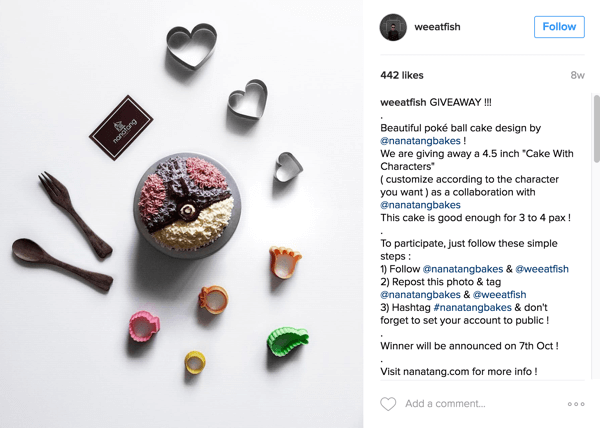 Foodie Instagrammer @weeatfish je promoviral darilo Nanatang Bakes.