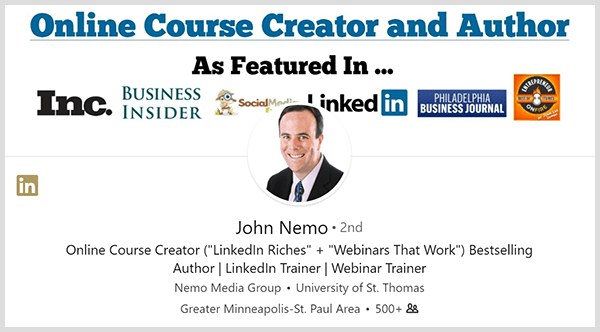 John Nemo je s svojim profilom LinkedIn poiskal nove stranke.