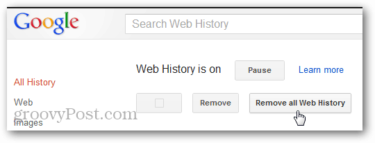 odstranite potrditev spletne zgodovine iz google računa