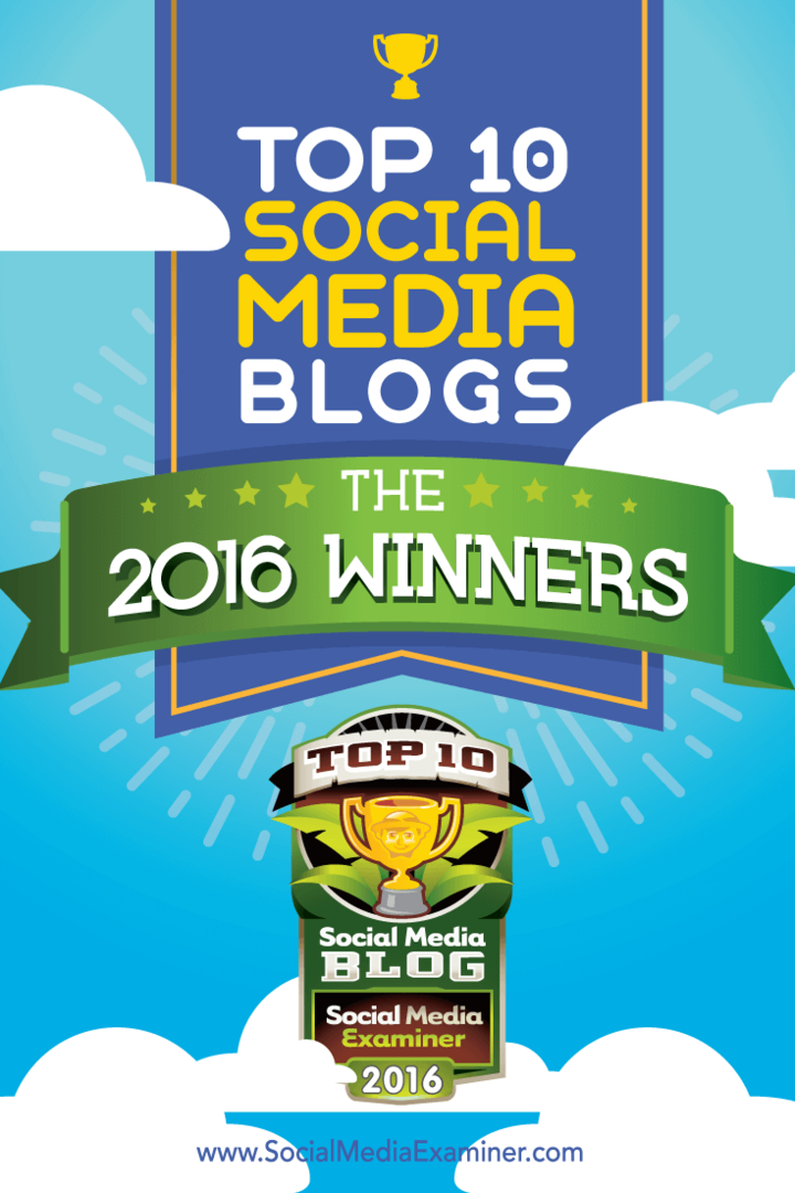 2016 deset najboljših zmagovalcev blogov v družabnih omrežjih