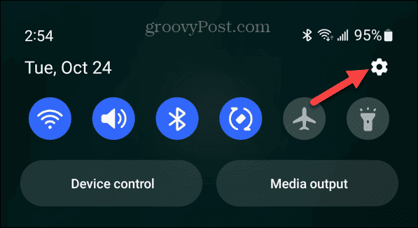 zasenčenje gumba za nastavitve androida