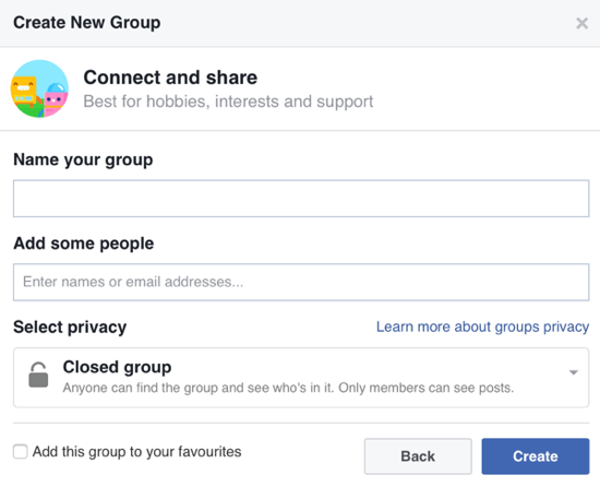 Izpolnite podatke o svoji Facebook skupini in dodajte člane.