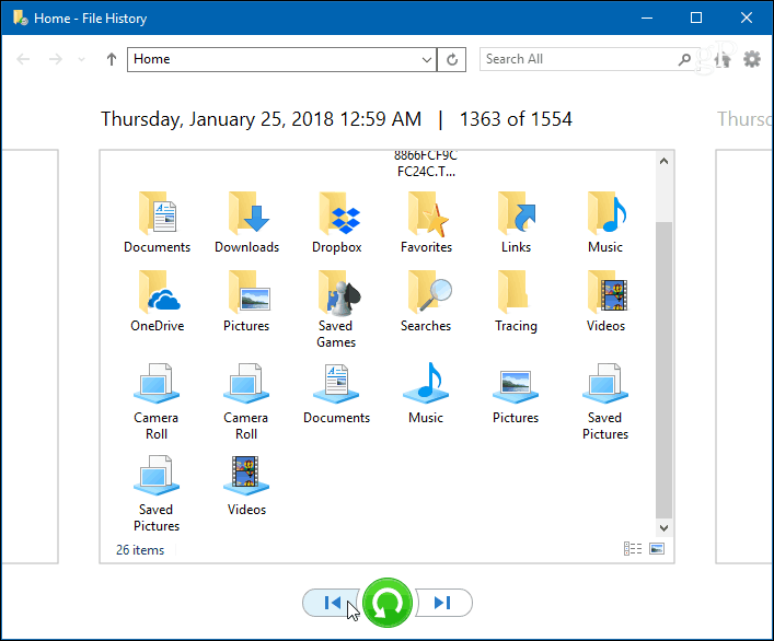 Zgodovina datotek Windows 10