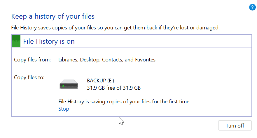 nastavite zgodovino datotek v sistemu Windows 11