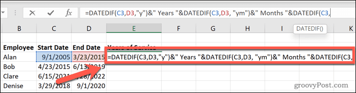 excel datedif leta meseci začetni datum