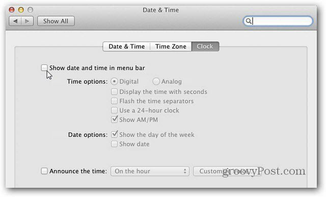 Mac OS X: V menijsko vrstico dodajte osnovni koledar